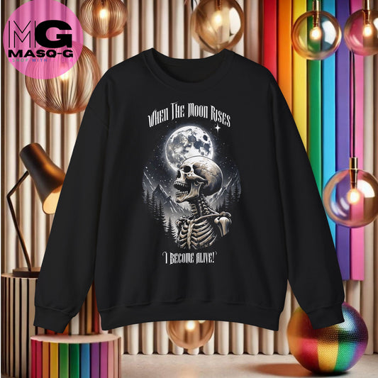 "When the moon rises, I Become Alive" Sweater - Voor Nachtbrakers en Skeletliefhebbers