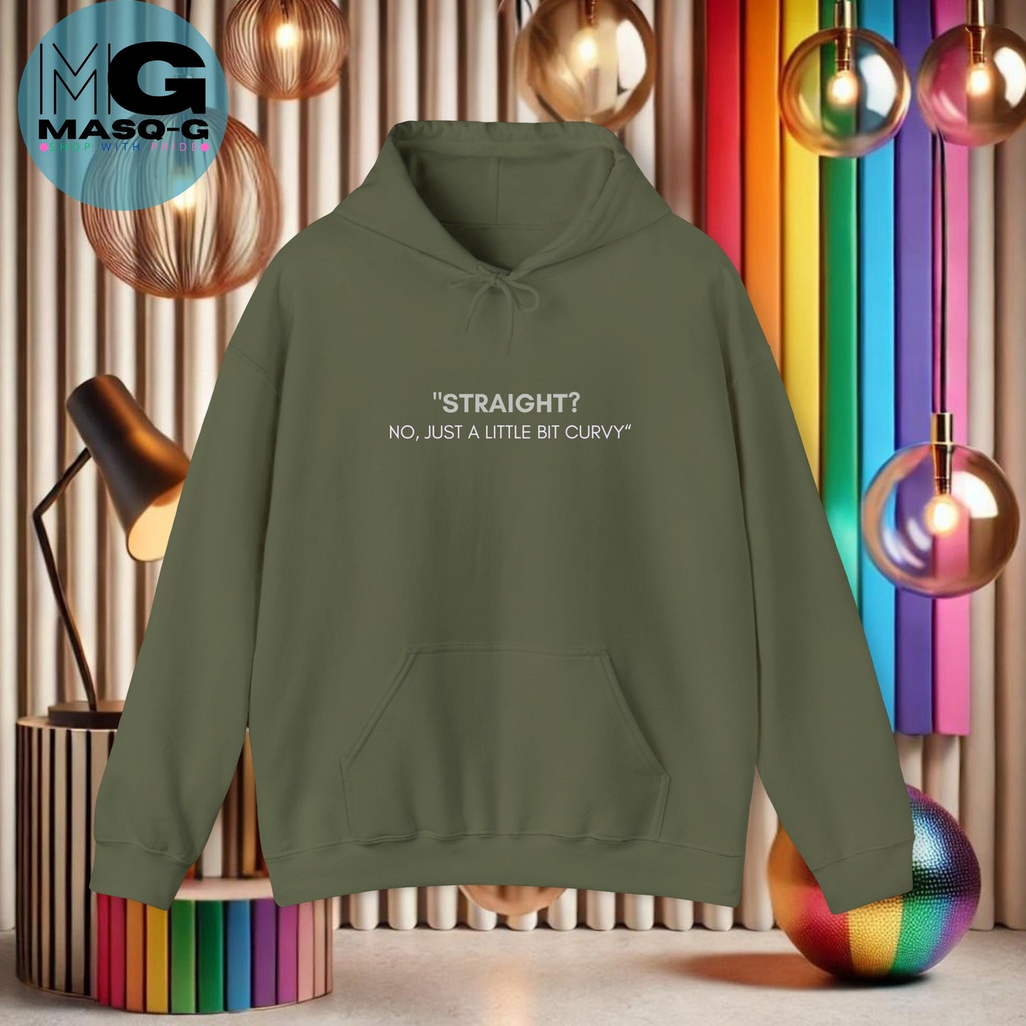 "Straight? No, Just a Little Bit Curvy" Hoodie - Comfort met een Knipoog
