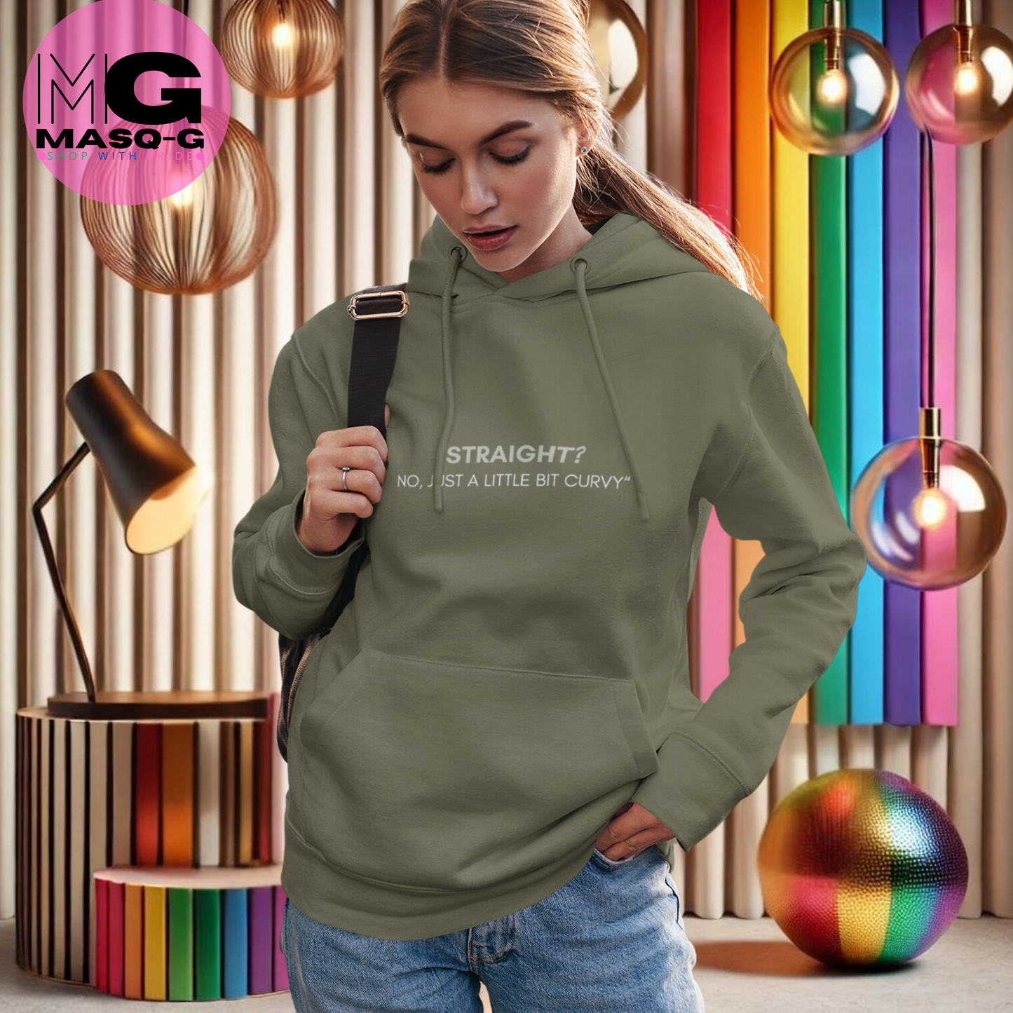 "Straight? No, Just a Little Bit Curvy" Hoodie - Comfort met een Knipoog