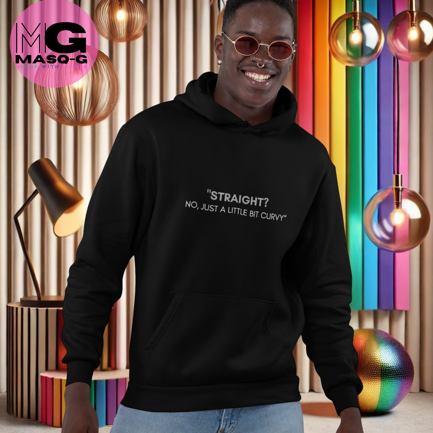 "Straight? No, Just a Little Bit Curvy" Hoodie - Comfort met een Knipoog