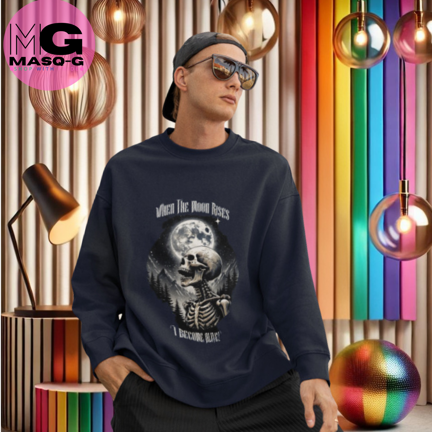 "When the moon rises, I Become Alive" Sweater - Voor Nachtbrakers en Skeletliefhebbers