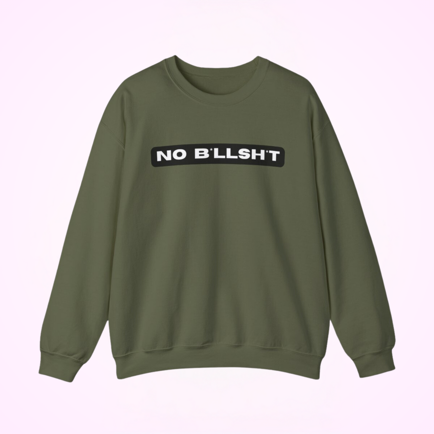 Een comfortabel en stijlvol sweatshirt met de tekst 'No Bullshit' in een minimalistisch ontwerp. Het sweatshirt heeft een neutrale groen, wat het een veelzijdig kledingstuk maakt voor dagelijks gebruik. Gemaakt van hoogwaardige materialen voor een zachte en duurzame afwerking.